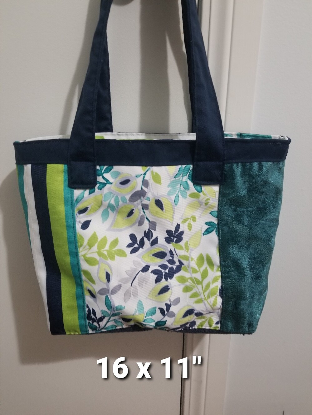 Shoulder Tote Bag Handbag Quilted Purse Handmade Teal Floral Market Nwtag